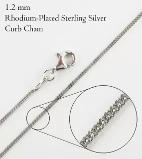 1.2 mm Curb Chain, Rhodium-Plated Sterling Silver