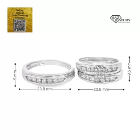 14K White Gold 0.67 CTW Diamond Wedding Trio Set