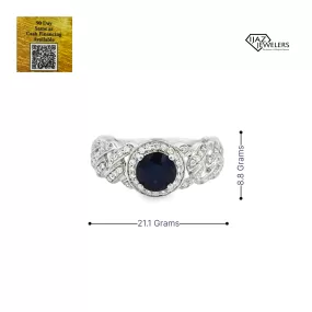 14K White Gold Diamond Sapphire Ring