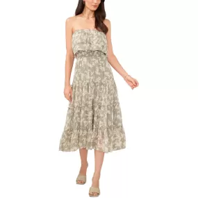 1.State Womens Smocked Ruffled Midi Dress