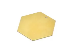 8 Raw Brass Hexagon Blanks 1 Hole (35x0.80mm) A0801