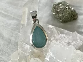 Aquamarine Ansley Pendant - Faceted Small Teardrop