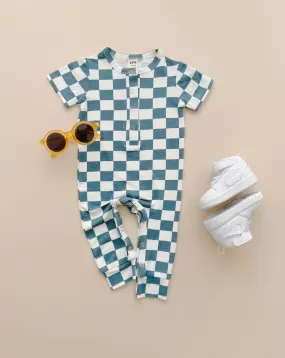 Bamboo Checkered Jumpsuit | Blue