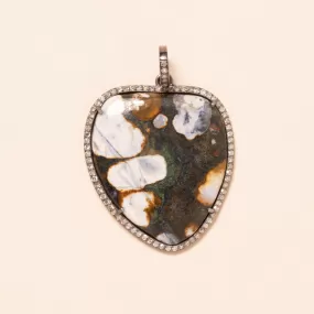 Cobra Jasper set in Silver with Diamonds Pendant