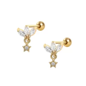 Exquisite Star Pendant Ball Back Earring