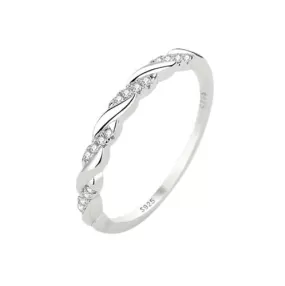 Knotted Wrap Diamond Silver Ring