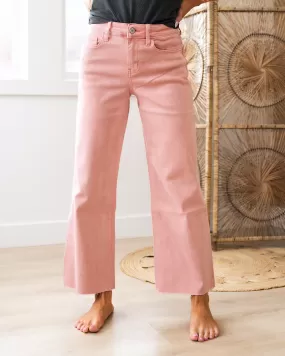 NEW! Vervet Skye Wide Leg Non Distressed Crop Jeans - Silver Pink