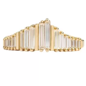 ORDER ONLY: 18K Gold Needle Baguette Diamond Tiara Ring