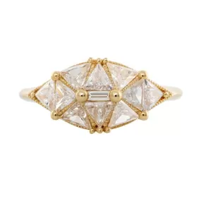 ORDER ONLY: 18K Gold Reflective Dome Triangle Diamond Ring