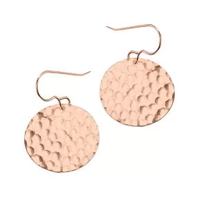 Rose Gold Hammered Disc Dangle Earrings