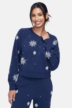 Snowflake Slouchy Raglan Pullover | Black Iris