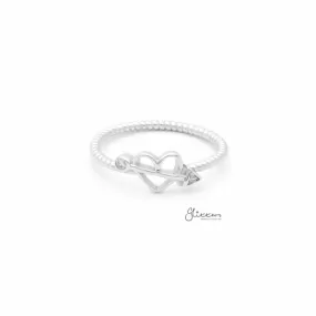 Sterling Silver Bow and Heart Ring