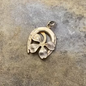 Vintage Horseshoe & Clover Pendant